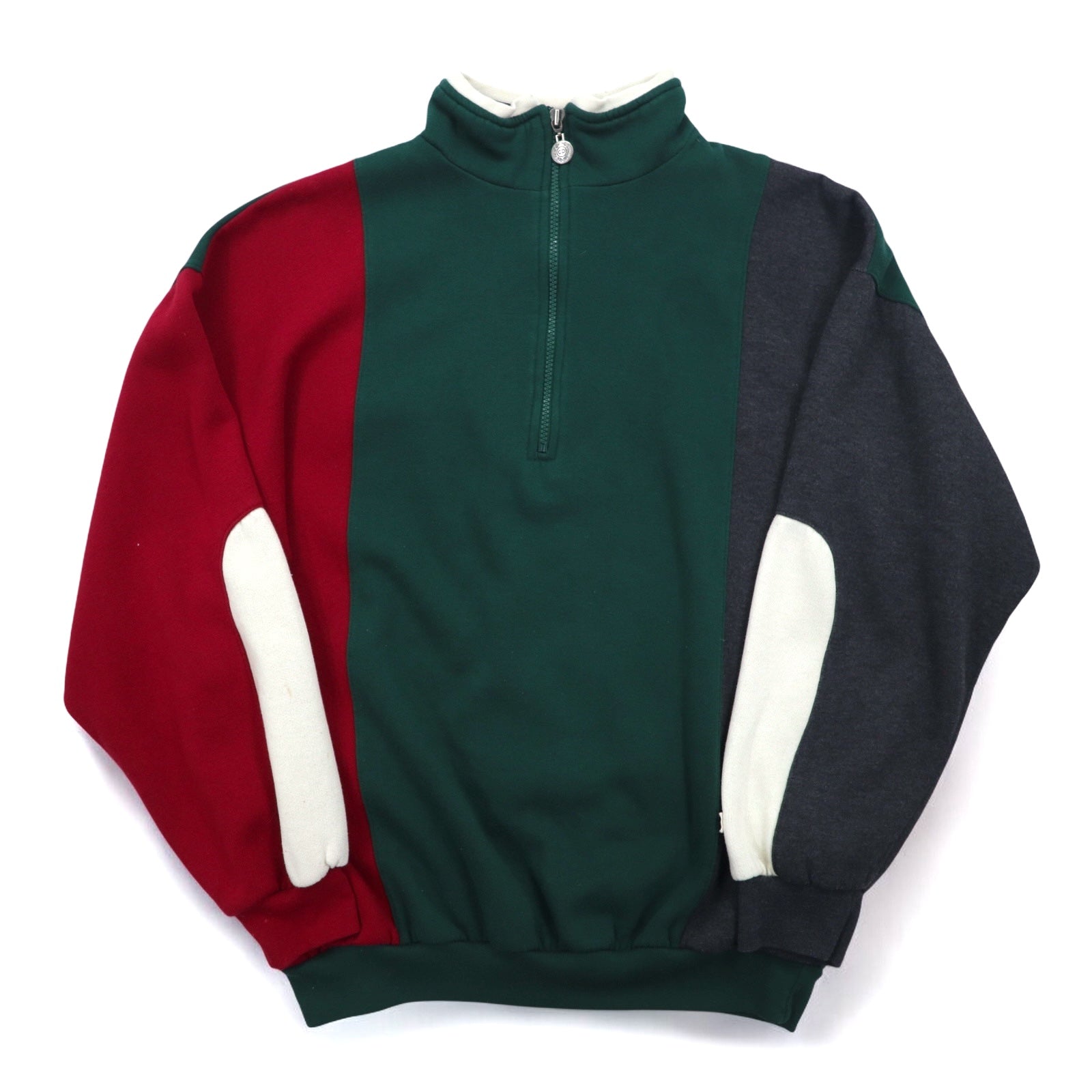 Christian Dior Anni '90 Felpa a mezza zip L Verde Color block Crazy pattern Poliestere Cotone