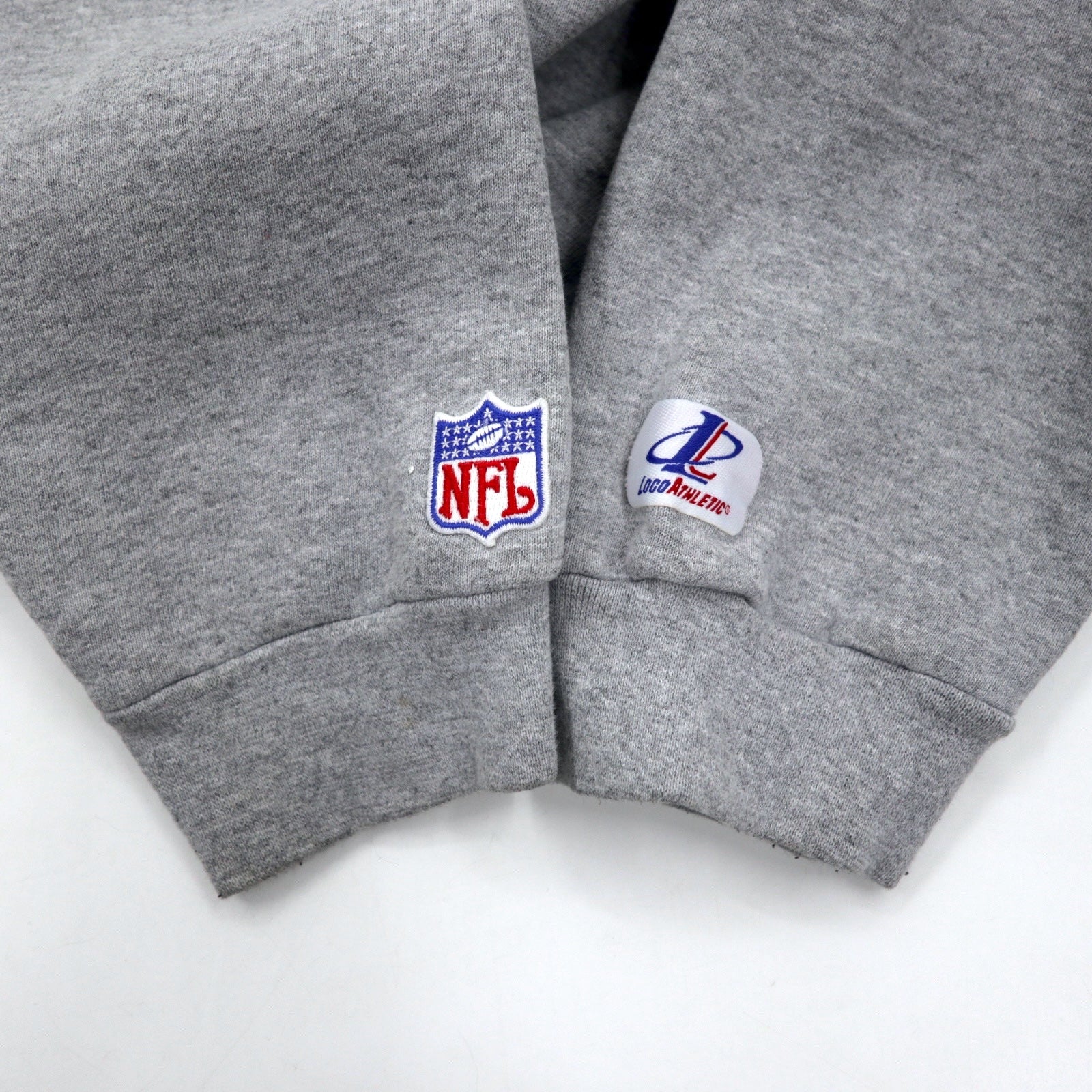 USA, anni '90, LOGO ATHLETIC NFL, ricamo, felpa pesante, L, grigio, cotone, Kansas City Chiefs