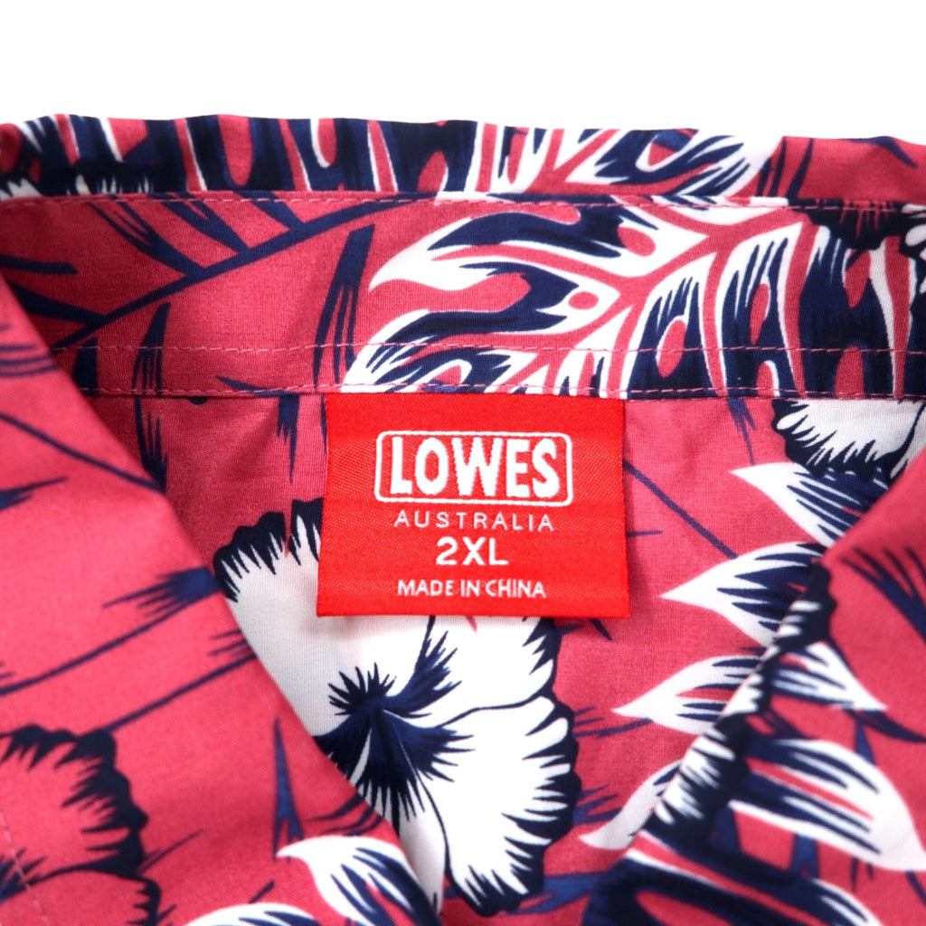 LOWES AUSTRALIA Camicia hawaiana 2XL rosa poliestere fantasia ibisco taglia grande