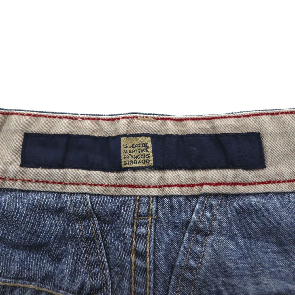 MARITHE + FRANCOIS GIRBAUD Pantaloni larghi in denim baggy XL Indigo Blu con design a vernice