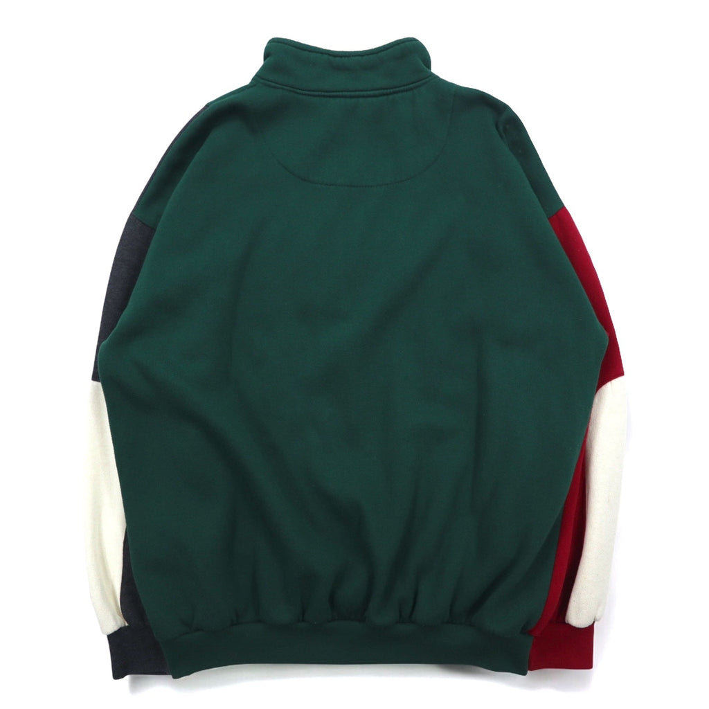 Christian Dior Anni '90 Felpa a mezza zip L Verde Color block Crazy pattern Poliestere Cotone
