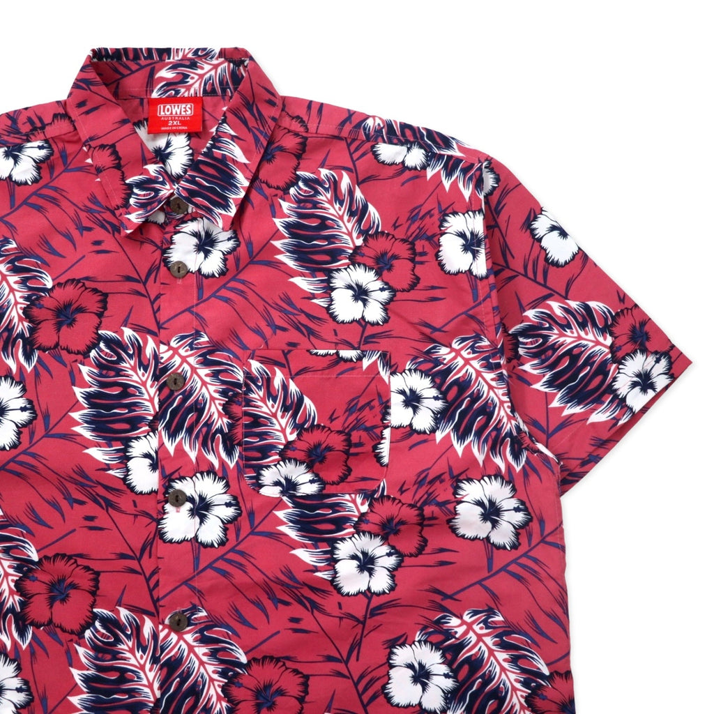LOWES AUSTRALIA Camicia hawaiana 2XL rosa poliestere fantasia ibisco taglia grande