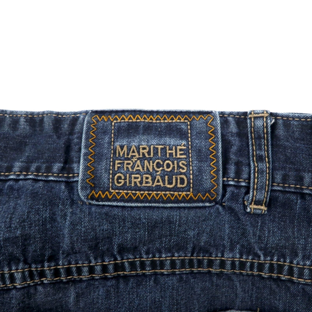 MARITHE + FRANCOIS GIRBAUD Pantaloni larghi in denim baggy XL Indigo Blu con design a vernice