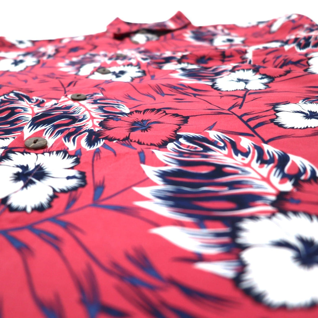 LOWES AUSTRALIA Camicia hawaiana 2XL rosa poliestere fantasia ibisco taglia grande