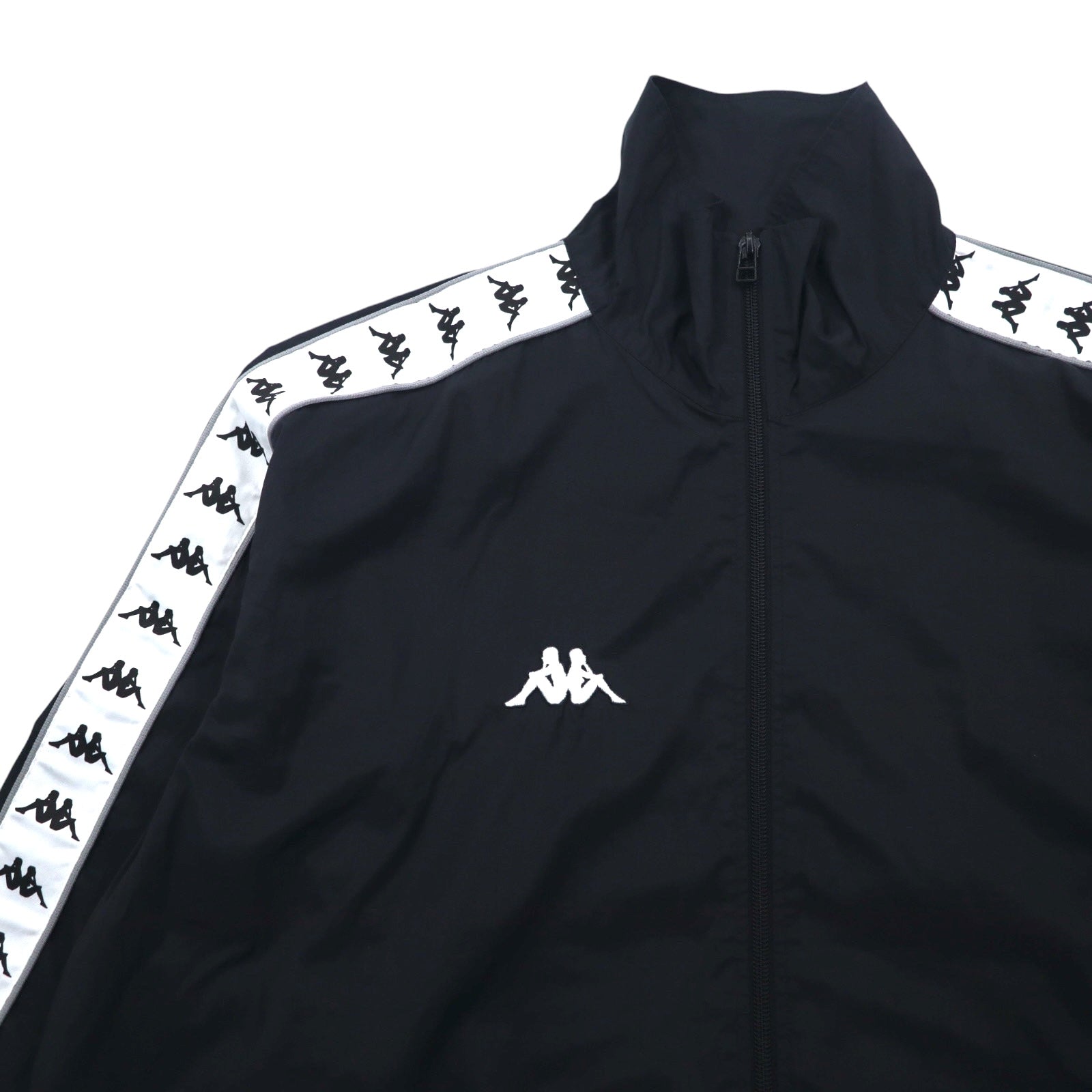 Kappa giacca in nylon anni '90, giacca da tuta, felpa, taglia L, nera, con nastro logo e strisce laterali