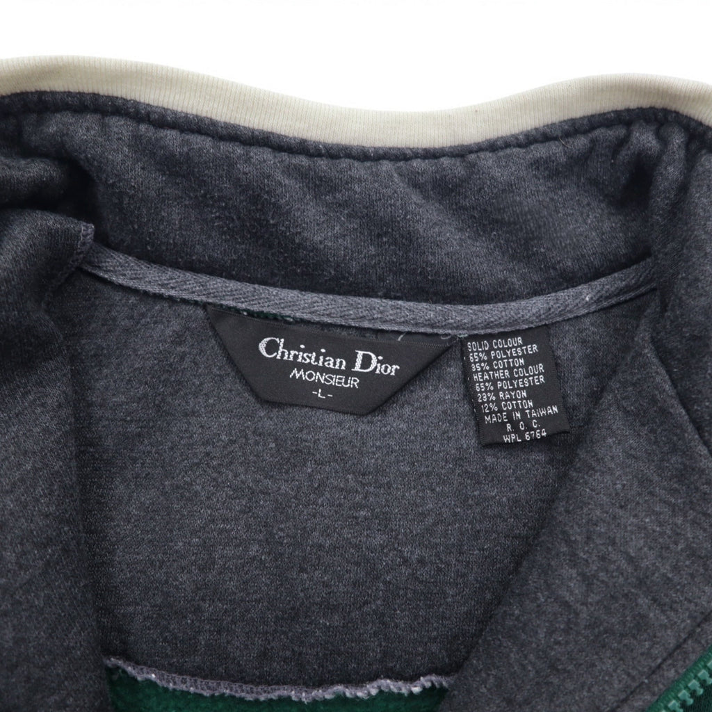 Christian Dior Anni '90 Felpa a mezza zip L Verde Color block Crazy pattern Poliestere Cotone