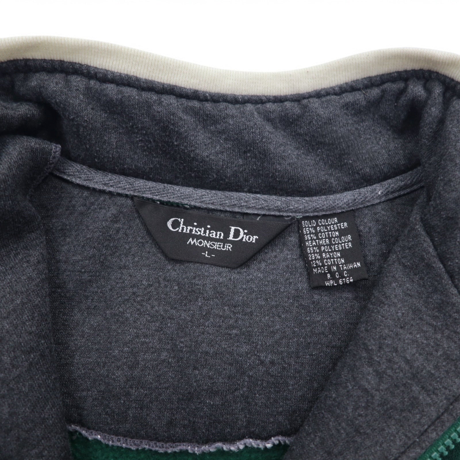Christian Dior Anni '90 Felpa a mezza zip L Verde Color block Crazy pattern Poliestere Cotone