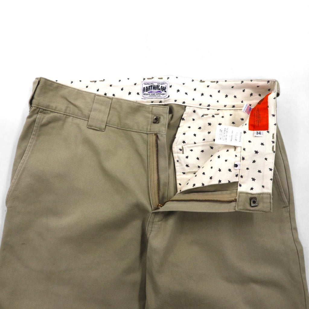A BATHING APE × Dickies Pantaloni da lavoro Chino USA M Beige Cerniera TALON 001PT9631915