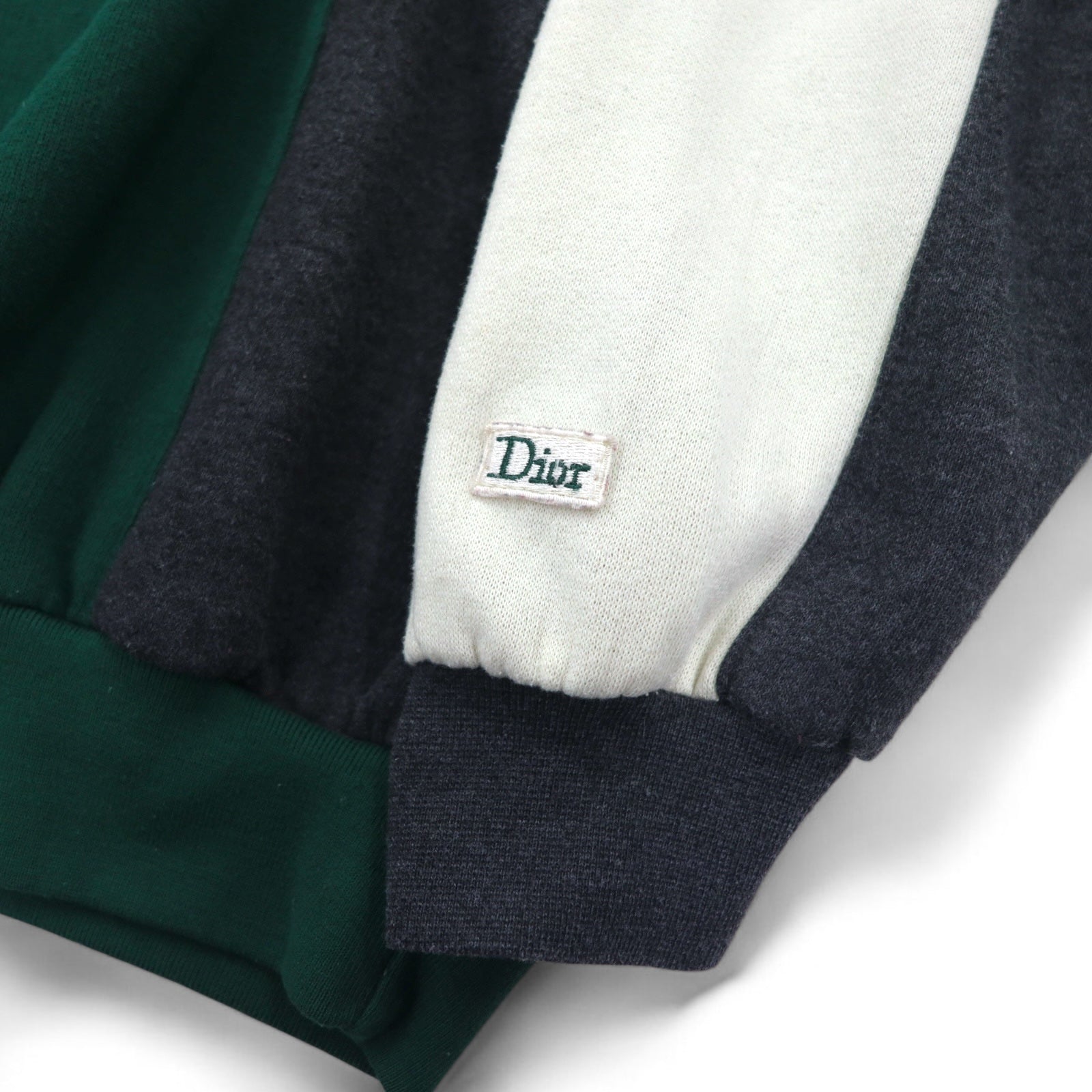 Christian Dior Anni '90 Felpa a mezza zip L Verde Color block Crazy pattern Poliestere Cotone