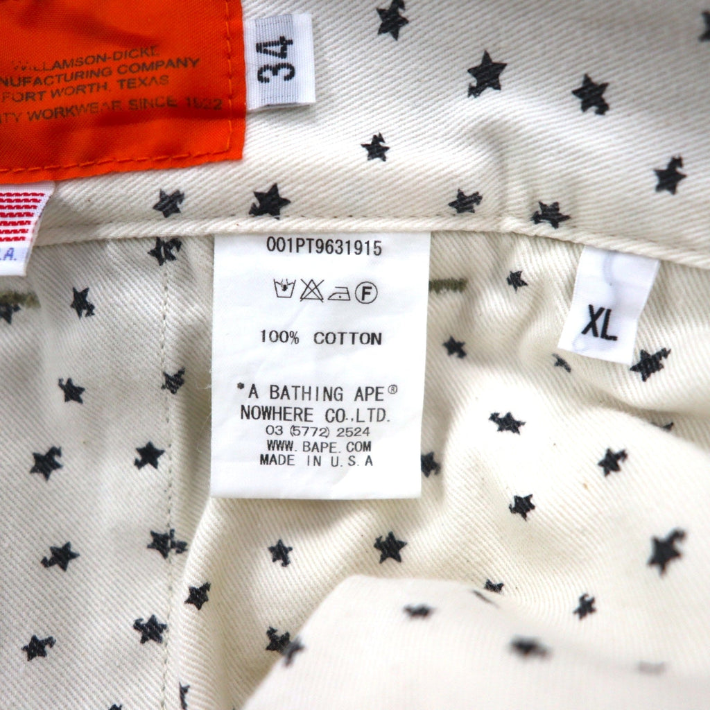 A BATHING APE × Dickies Pantaloni da lavoro Chino USA M Beige Cerniera TALON 001PT9631915