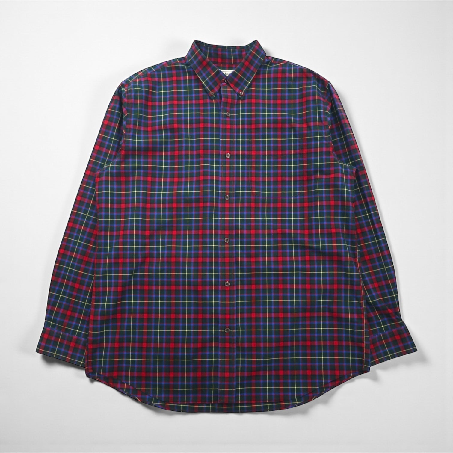 L.L.Bean ボタンダウン シャツ L レッド コットン TRADITIONAL FIT チェック 500539