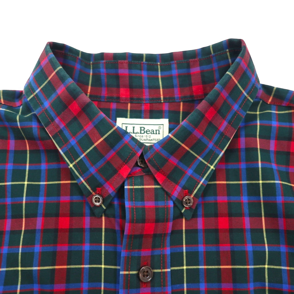 L.L.Bean ボタンダウン シャツ L レッド コットン TRADITIONAL FIT チェック 500539