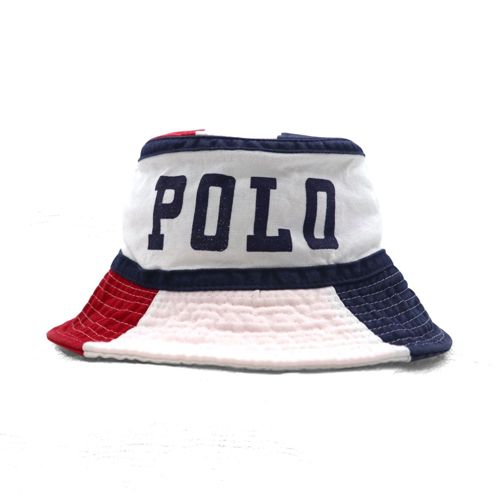 POLO RALPH LAUREN バケットハット FREE ホワイト ネイビー レッド トリコロール スモールポニー刺繍