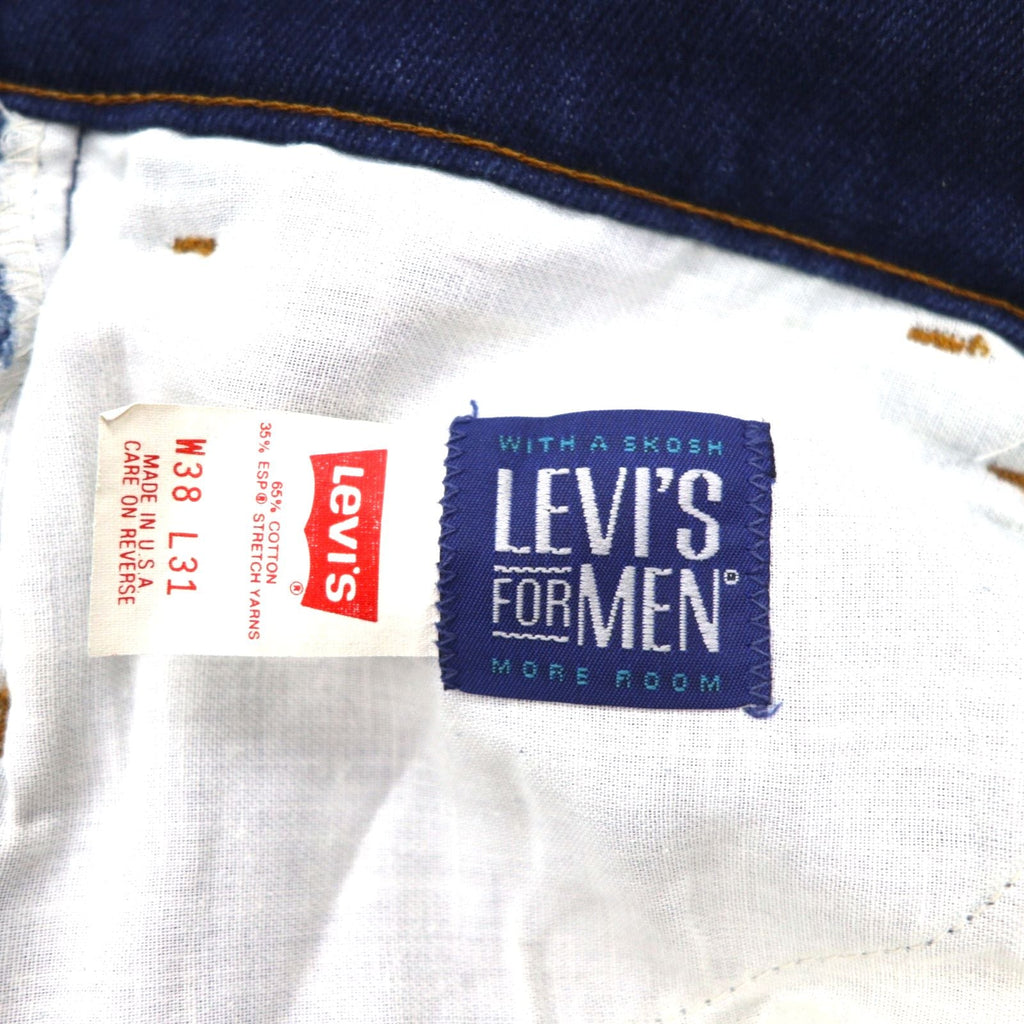 Levi's Anni '90 USA ACTION JEANS Pantaloni in denim elasticizzato L Indaco Blu Chiusura a zip Etichetta nera 40547-2317