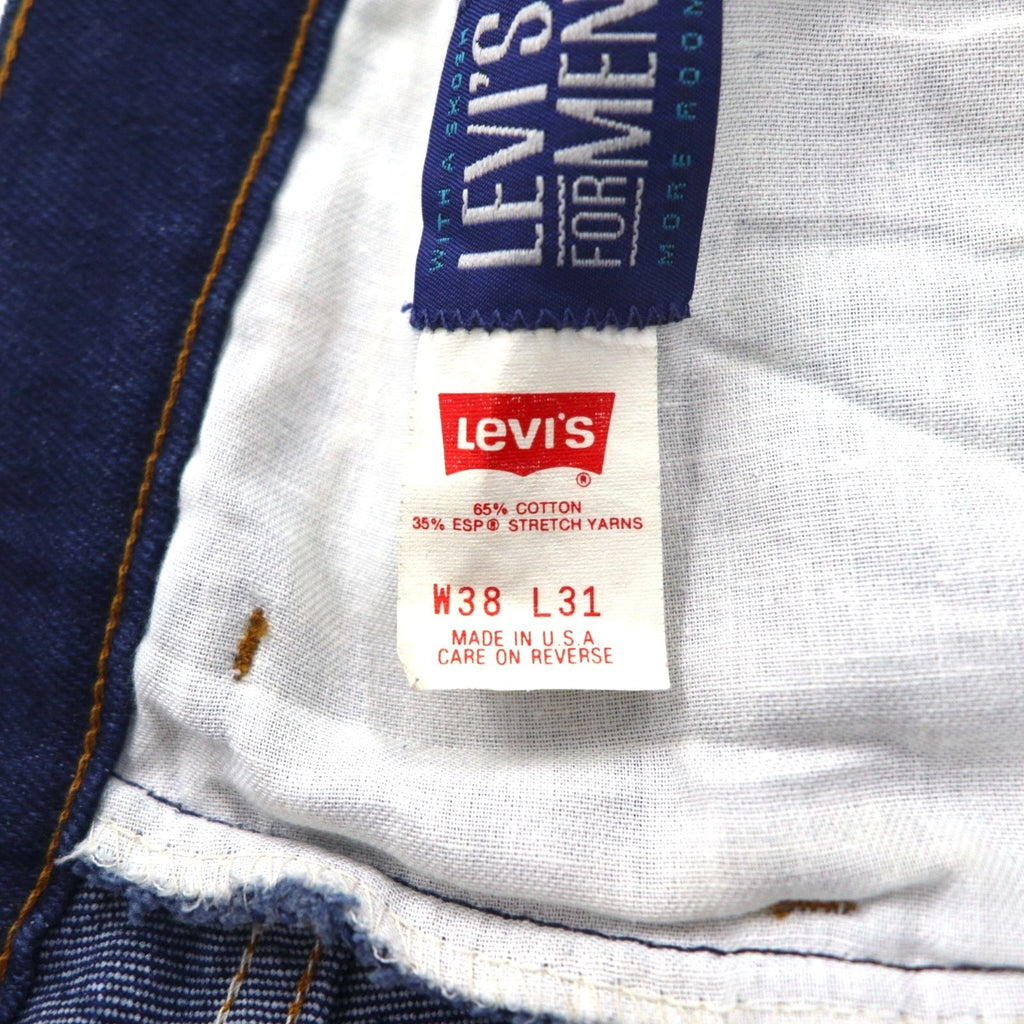 Levi's Anni '90 USA ACTION JEANS Pantaloni in denim elasticizzato L Indaco Blu Chiusura a zip Etichetta nera 40547-2317