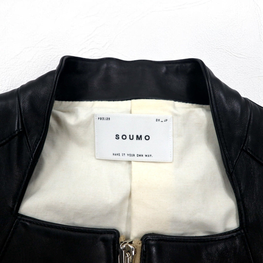 SOUMO Giacca di pelle HOLLOW LEATHER JACKET S in pelle di cavallo, doppia zip LAMPO 05-SL-001 Prodotto in Giappone