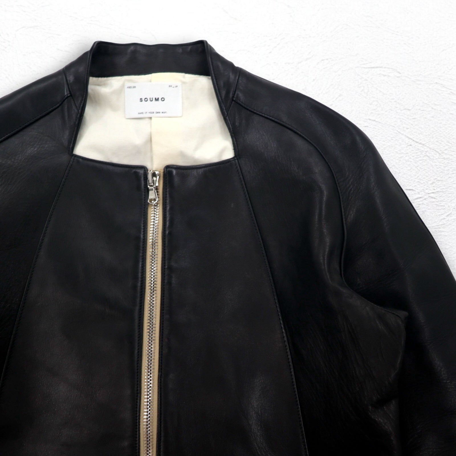 SOUMO Giacca di pelle HOLLOW LEATHER JACKET S in pelle di cavallo, doppia zip LAMPO 05-SL-001 Prodotto in Giappone