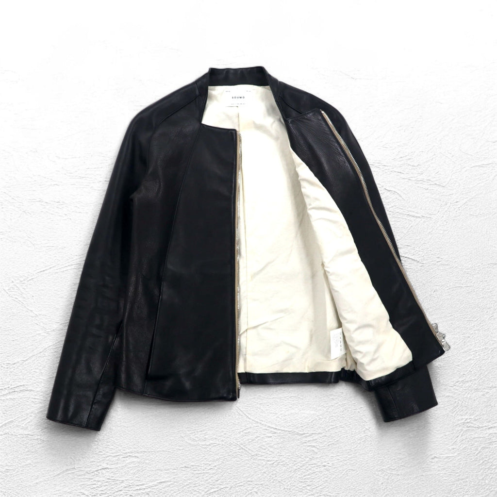 SOUMO Giacca di pelle HOLLOW LEATHER JACKET S in pelle di cavallo, doppia zip LAMPO 05-SL-001 Prodotto in Giappone