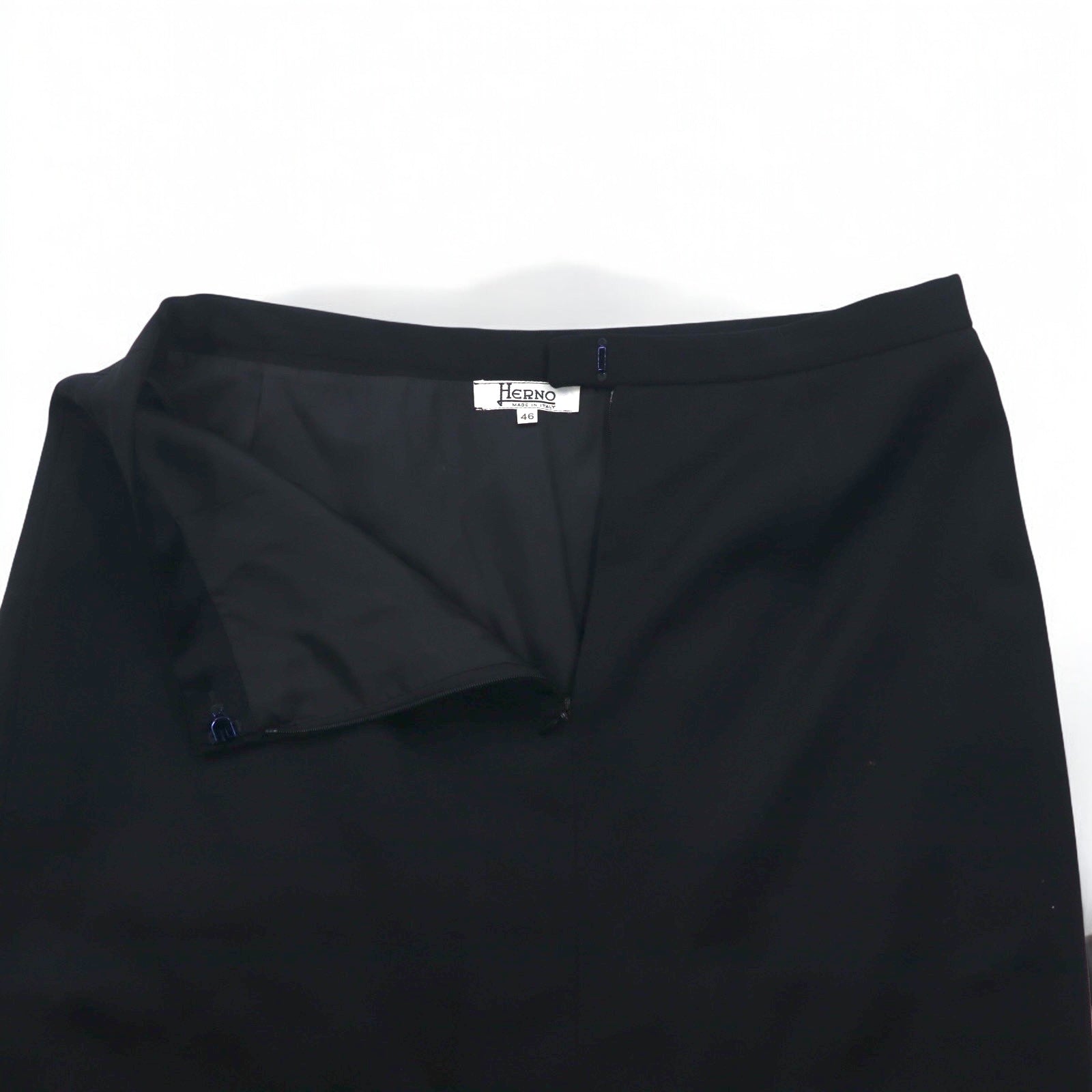 HERNO Gonna tubino in lana nera, taglia L, Made in Italy
