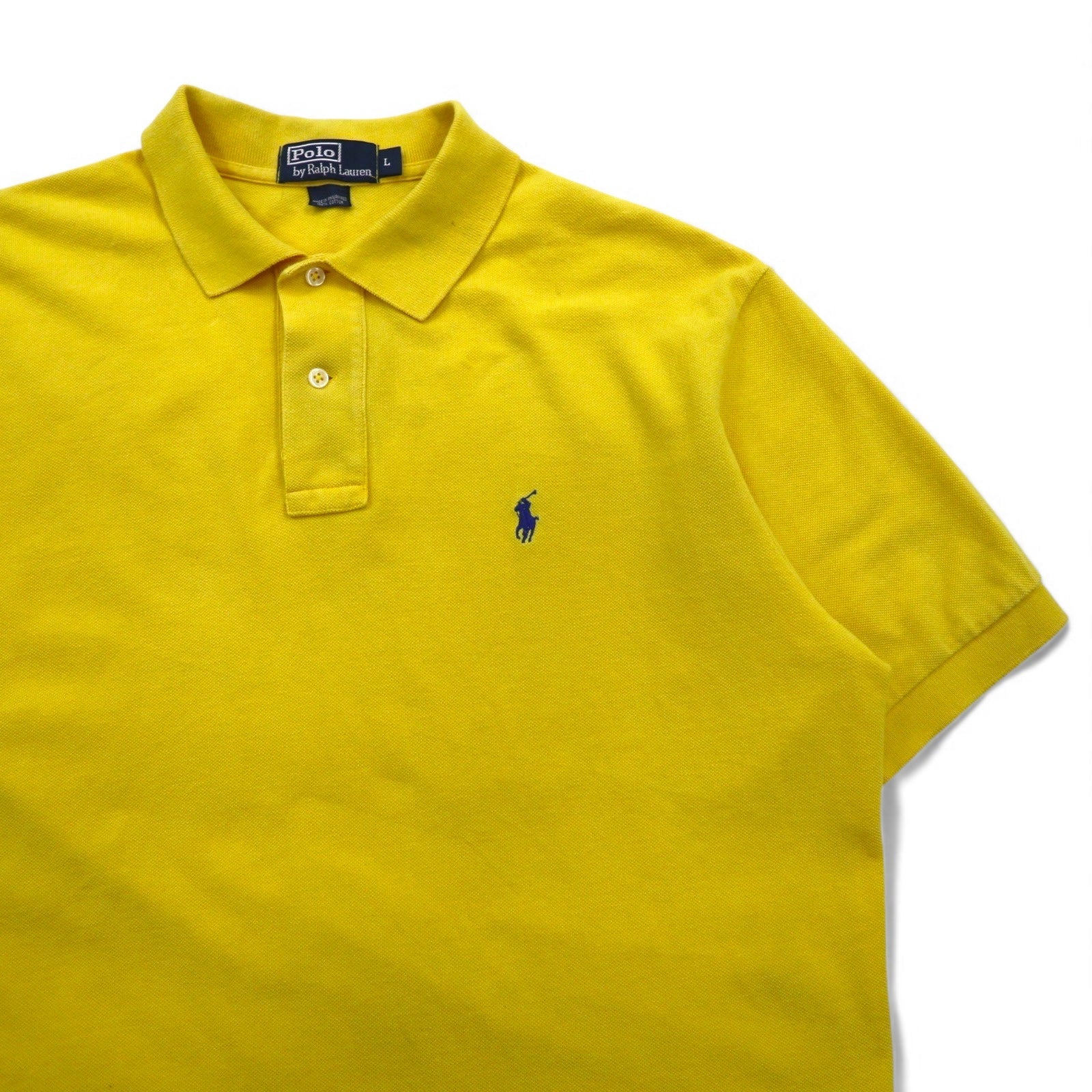 Polo by Ralph Lauren Polo anni '90, taglia L, giallo, cotone piqué, ricamo small pony