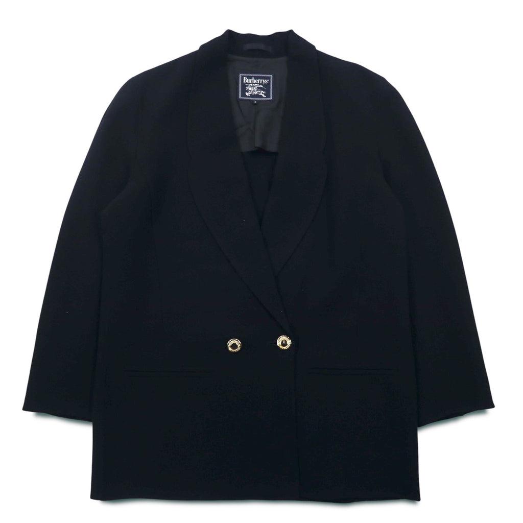 Burberrys, blazer doppiopetto vintage, taglia M, in lana nera, con bottoni dorati, made in Japan