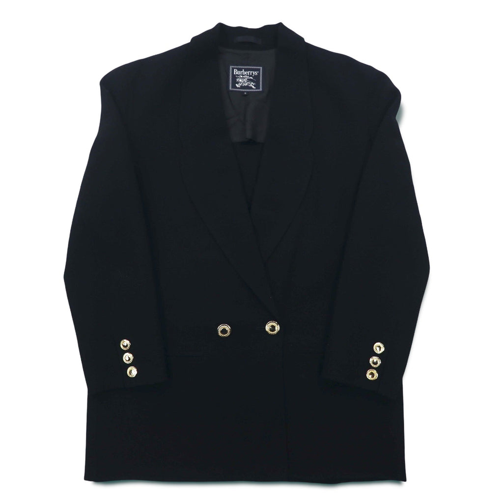 Burberrys, blazer doppiopetto vintage, taglia M, in lana nera, con bottoni dorati, made in Japan