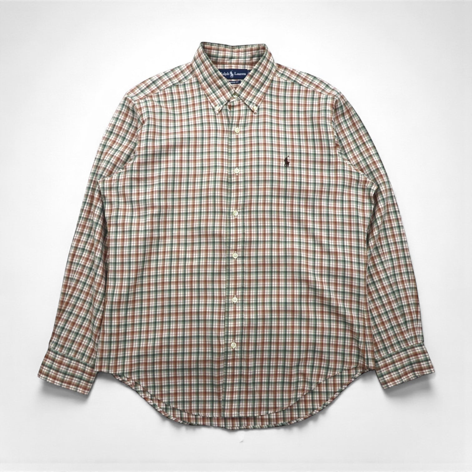 Ralph Lauren 90年代 ボタンダウン シャツ L ブラウン チェック スモールポニー刺繡
