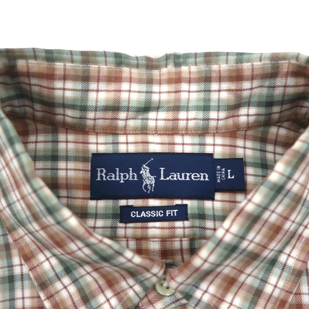Ralph Lauren 90年代 ボタンダウン シャツ L ブラウン チェック スモールポニー刺繡