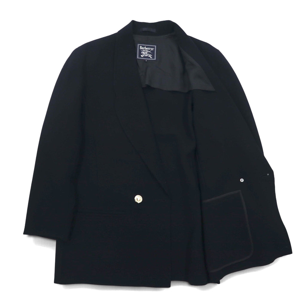 Burberrys, blazer doppiopetto vintage, taglia M, in lana nera, con bottoni dorati, made in Japan