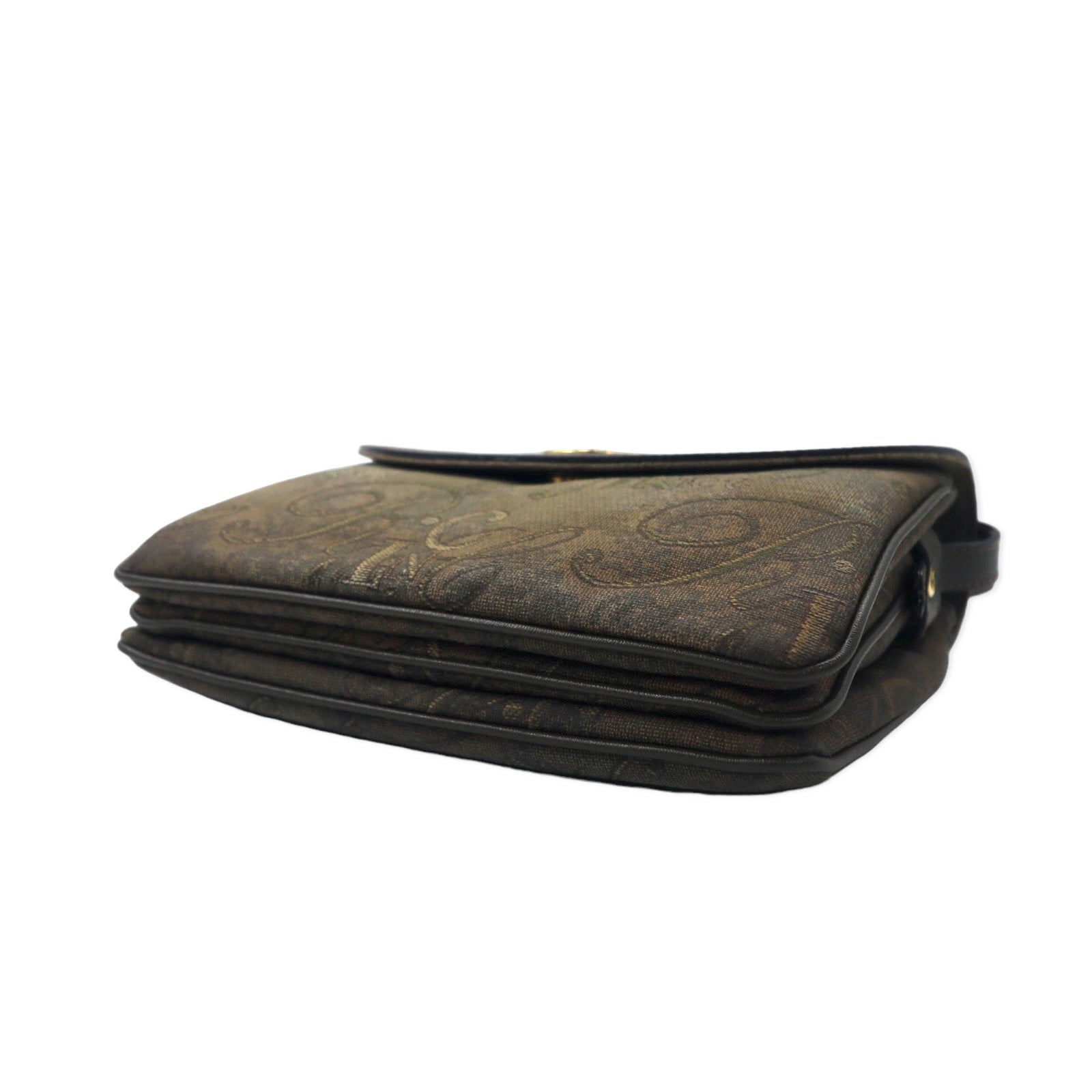 NINA RICH Borsa a tracolla retrò, made in Italy, color kaki, in PVC jacquard con logo all-over