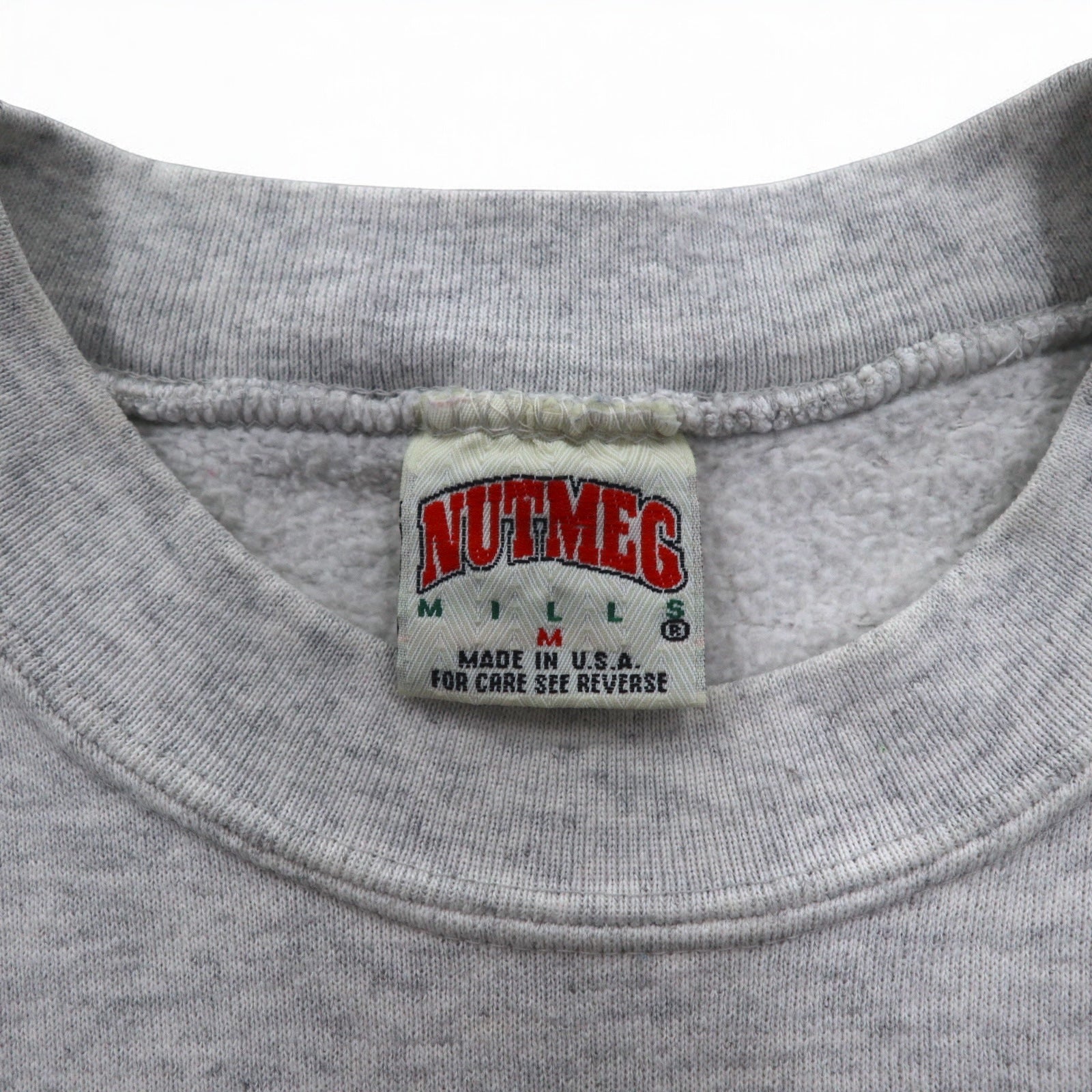 USA, anni '90, NUTMEG MILLS, felpa stampata college, M, grigio, interno felpato, WEST VIRGINIA
