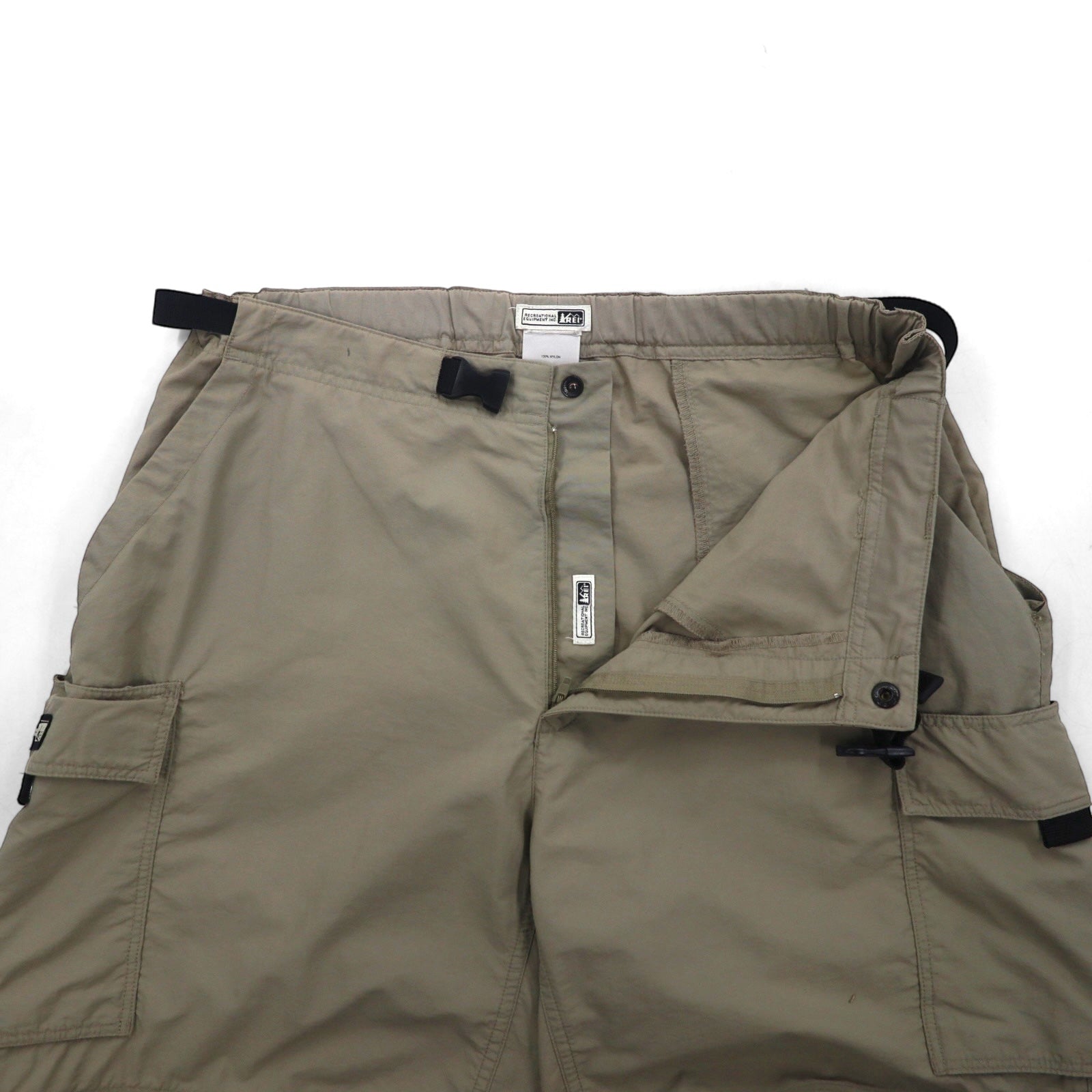 REI コンバーチブル 2WAY カーゴパンツ ショートパンツ L ベージュ ナイロン 防水 スリット 裾ジップ