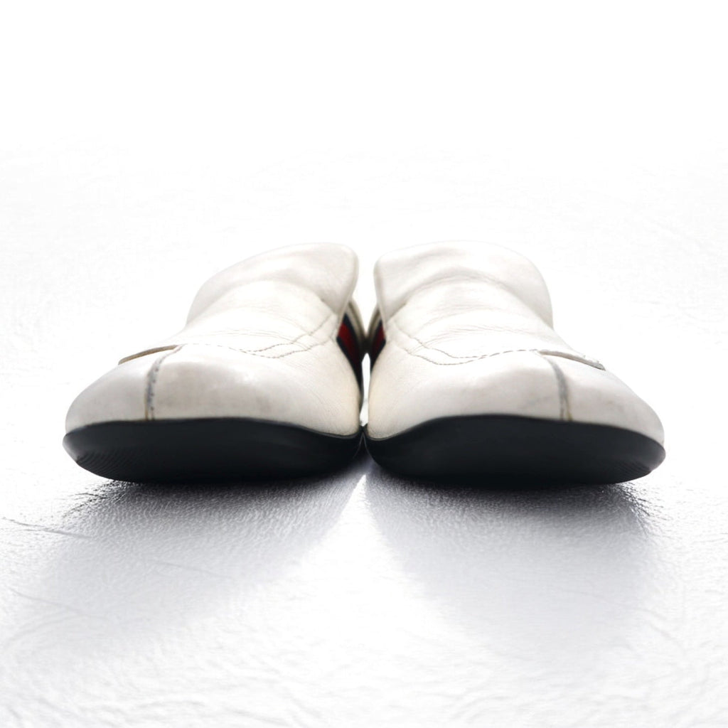 GUCCI Prodotto in Italia mocassini da guida a righe Web slip-on scarpe da ginnastica 28 cm bianco pelle 108445