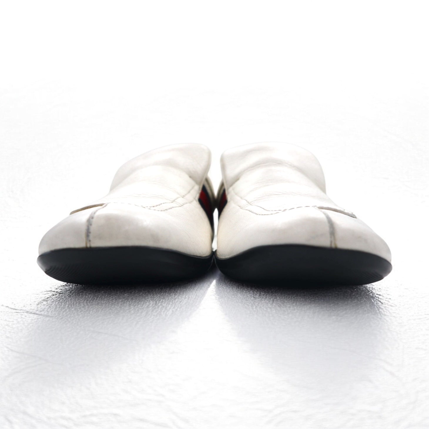 GUCCI Prodotto in Italia mocassini da guida a righe Web slip-on scarpe da ginnastica 28 cm bianco pelle 108445