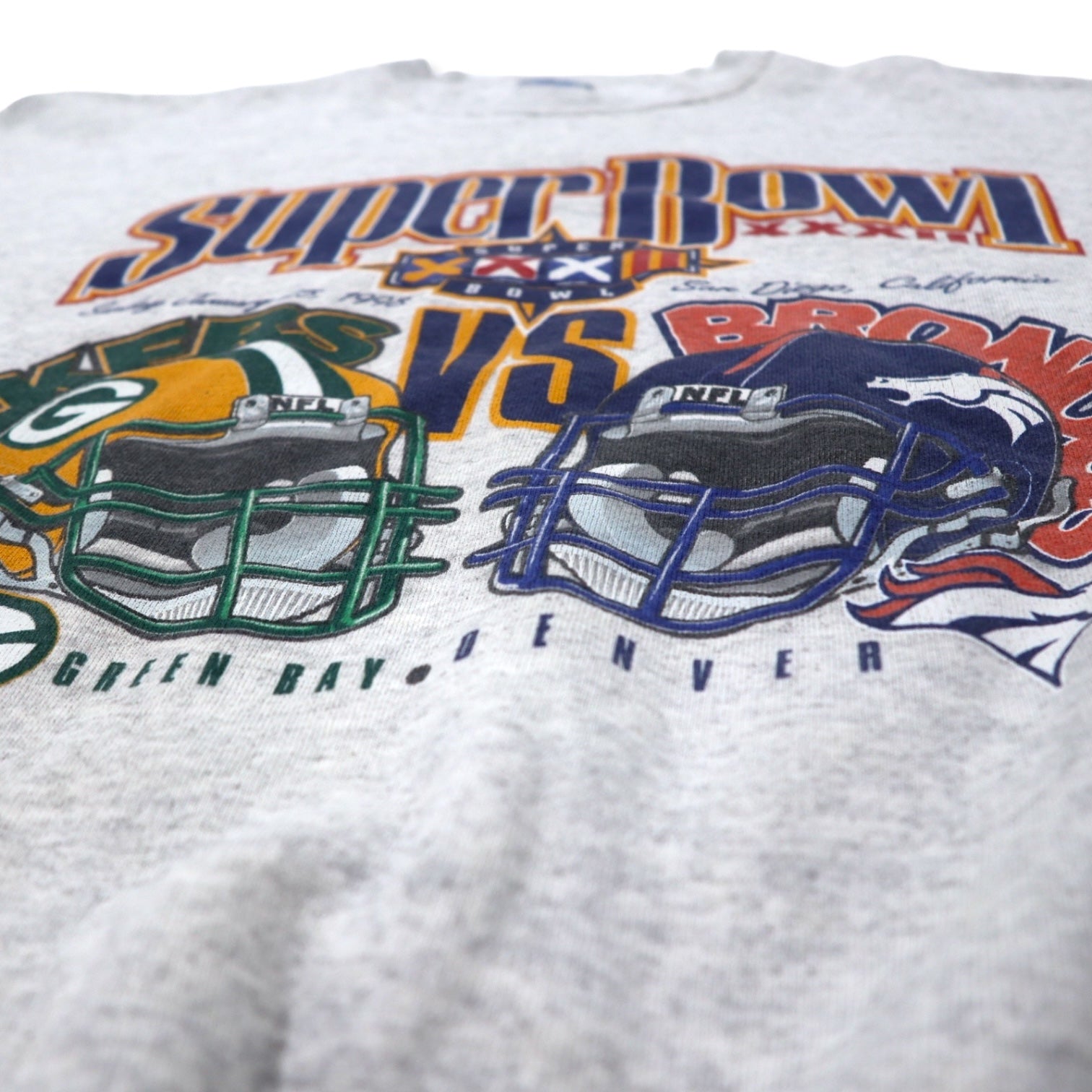 Anni '90 LOGO7 NFL Felpa stampata L Grigio cotone SUPER BOWL