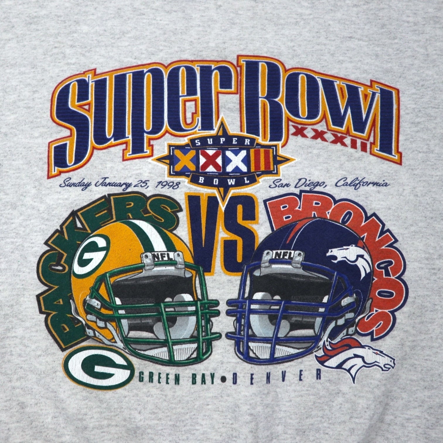 Anni '90 LOGO7 NFL Felpa stampata L Grigio cotone SUPER BOWL