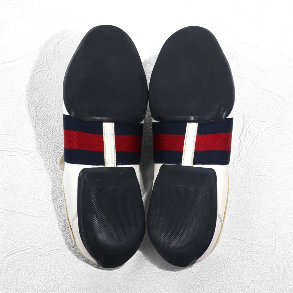 GUCCI Prodotto in Italia mocassini da guida a righe Web slip-on scarpe da ginnastica 28 cm bianco pelle 108445