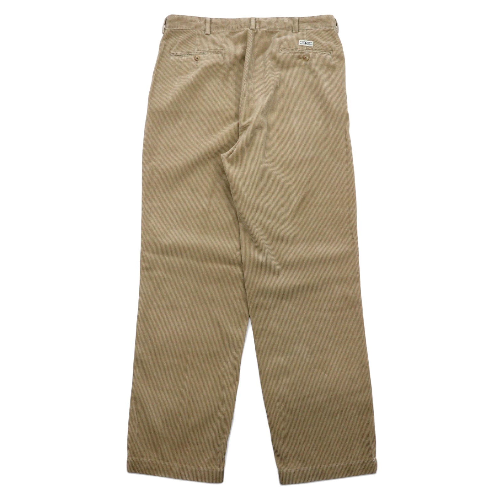 POLO RALPH LAUREN anni '90, pantaloni larghi in velluto a coste, taglia 36, beige, cotone, modello ANDREW PANT, made in Repubblica Dominicana