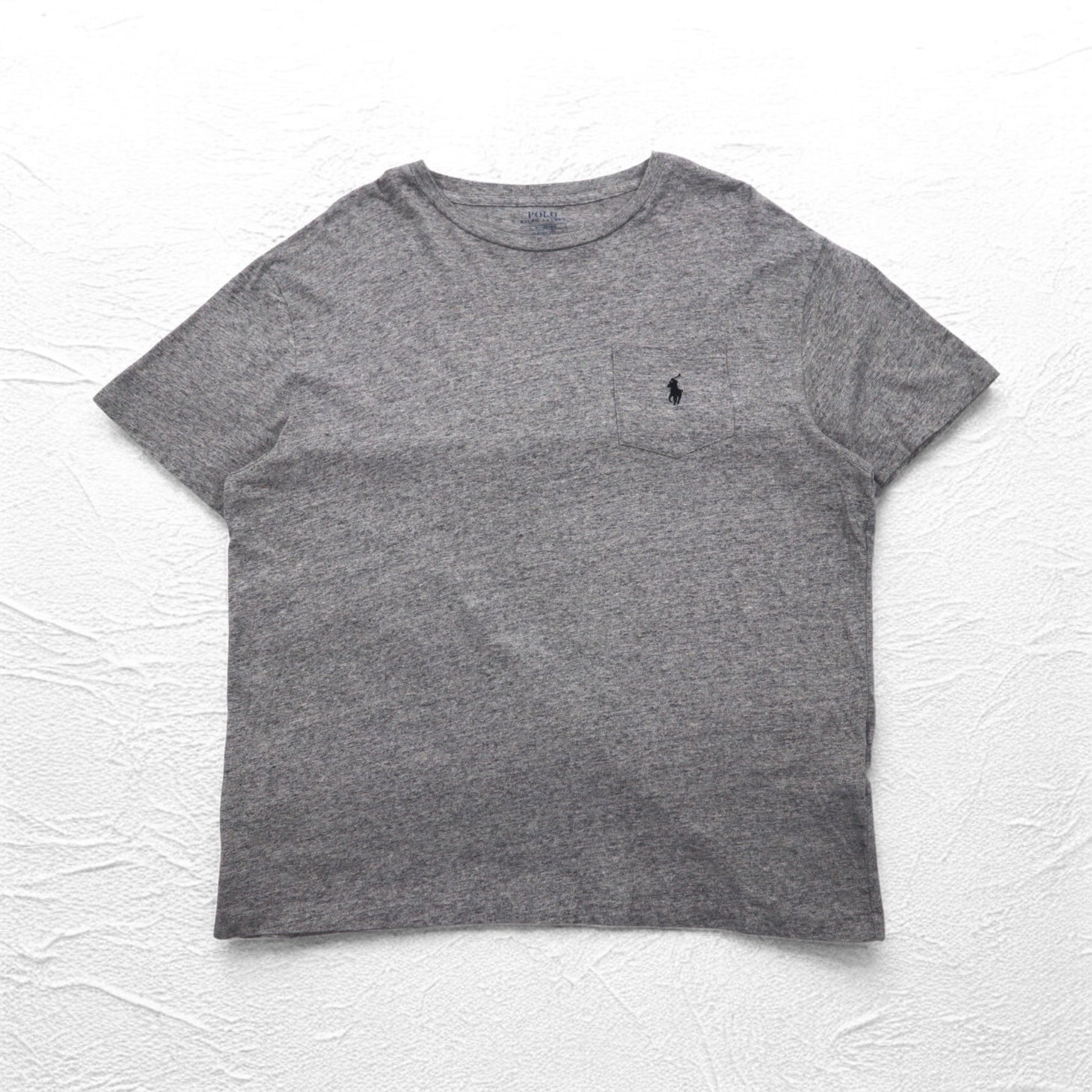 POLO RALPH LAUREN T-shirt con taschino a vestibilità classica, taglia L, grigia con ricamo piccolo pony