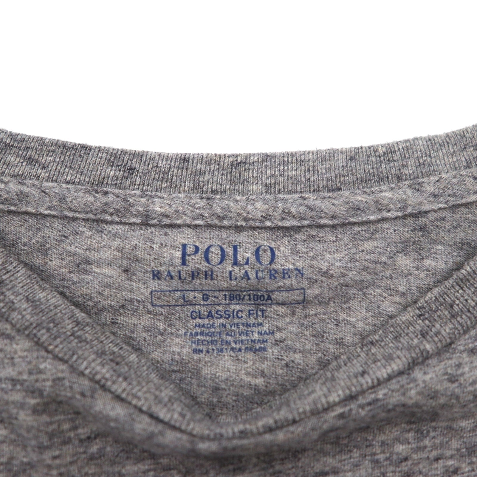 POLO RALPH LAUREN T-shirt con taschino a vestibilità classica, taglia L, grigia con ricamo piccolo pony