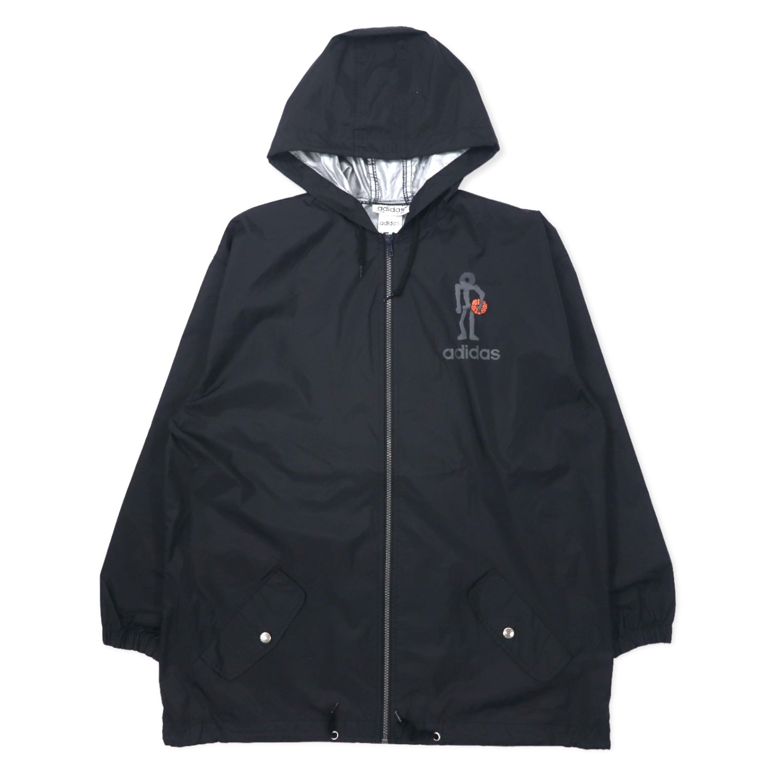 adidas Giacca a vento con cappuccio in nylon anni '90 176 Nera