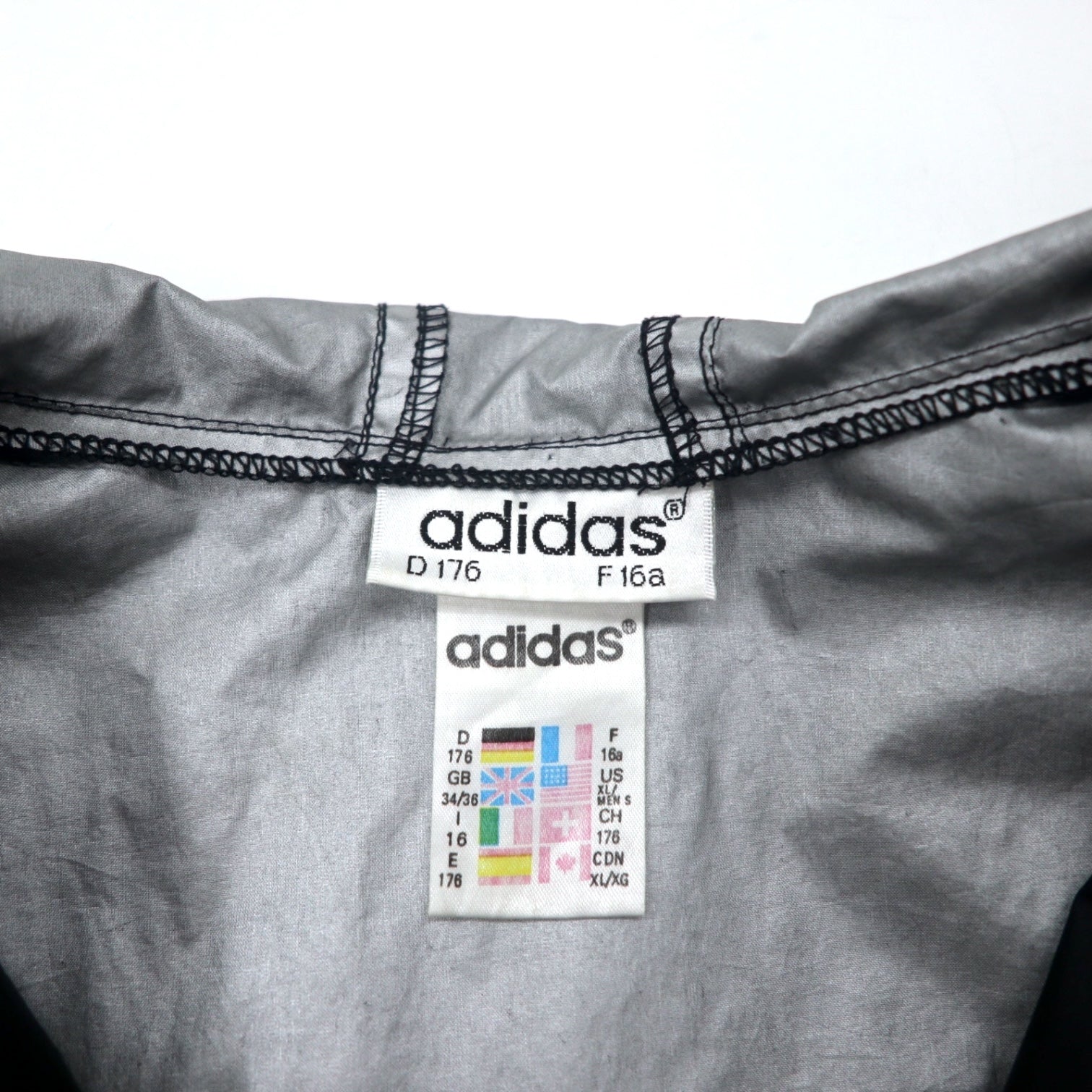 adidas Giacca a vento con cappuccio in nylon anni '90 176 Nera