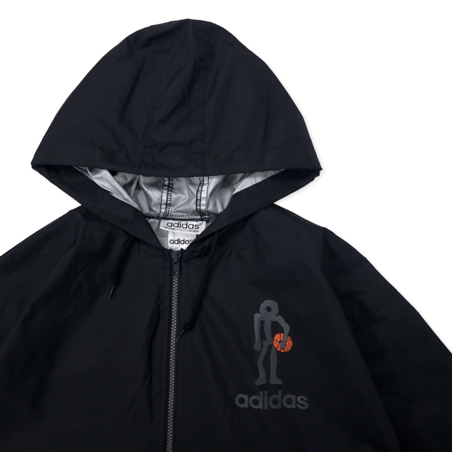 adidas Giacca a vento con cappuccio in nylon anni '90 176 Nera