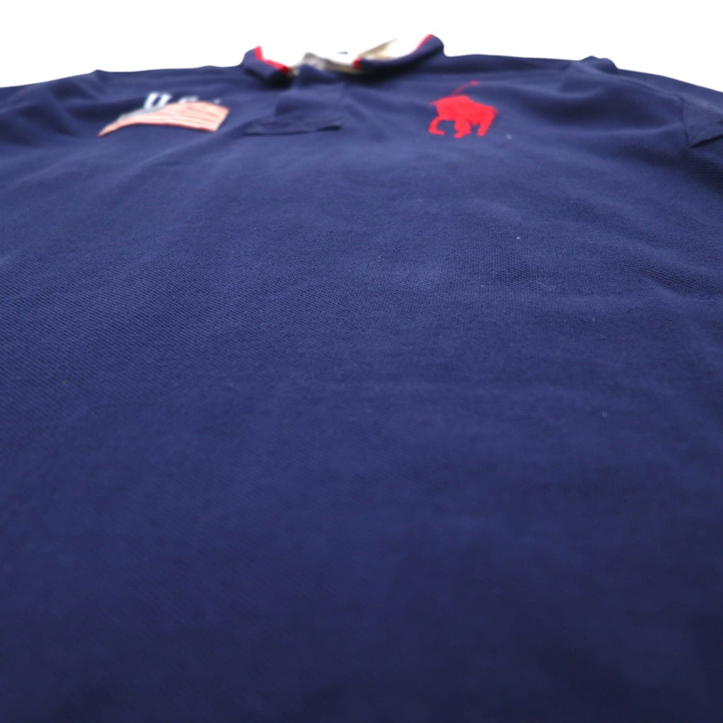 Polo by Ralph Lauren Polo Big Pony XL Blu Navy Cotone Piqué Bandiera Americana Fabbricato in Guatemala Nuovo
