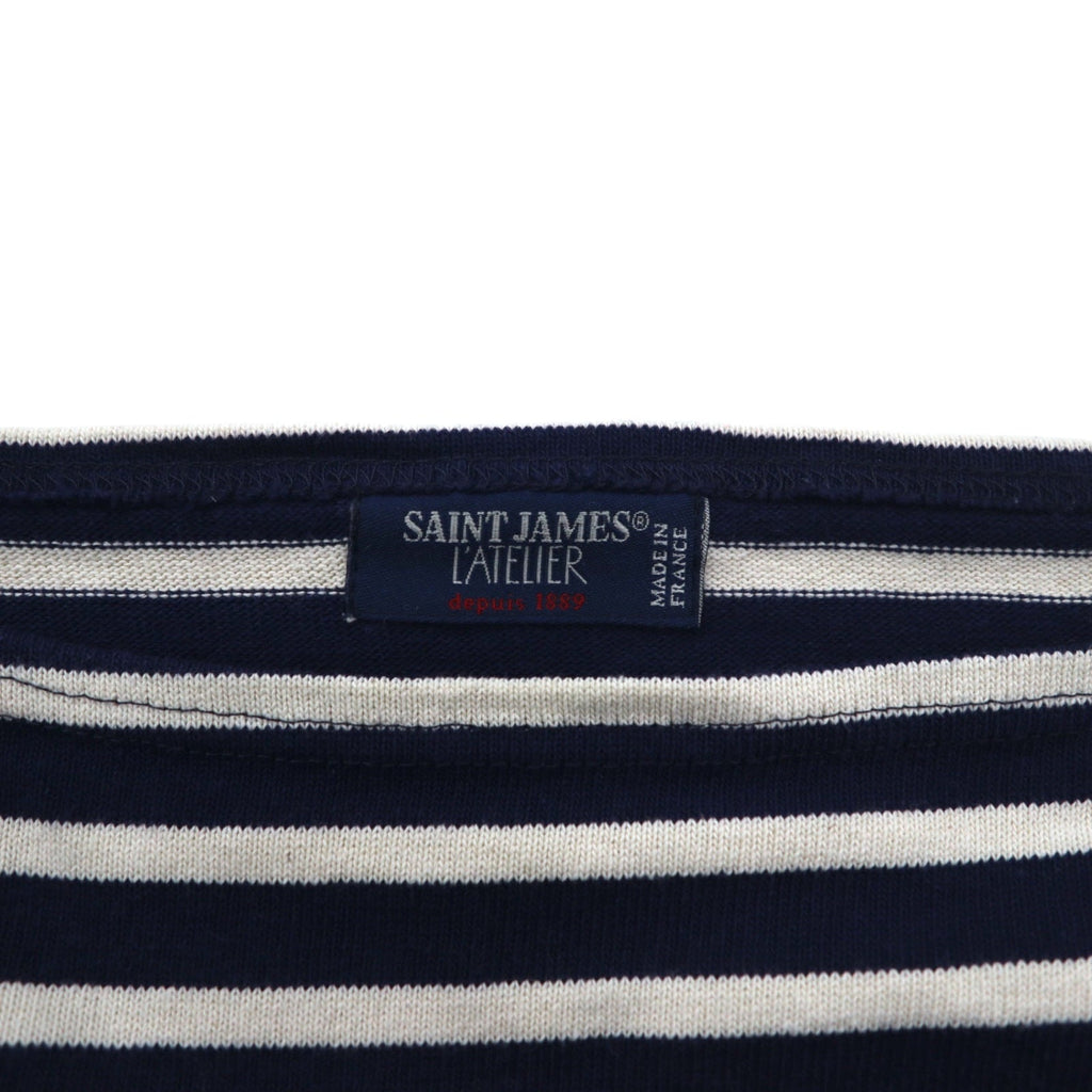 SAINT JAMES L'ATELIER Maglia basca girocollo Made in France L Bianco Blu Marino a righe