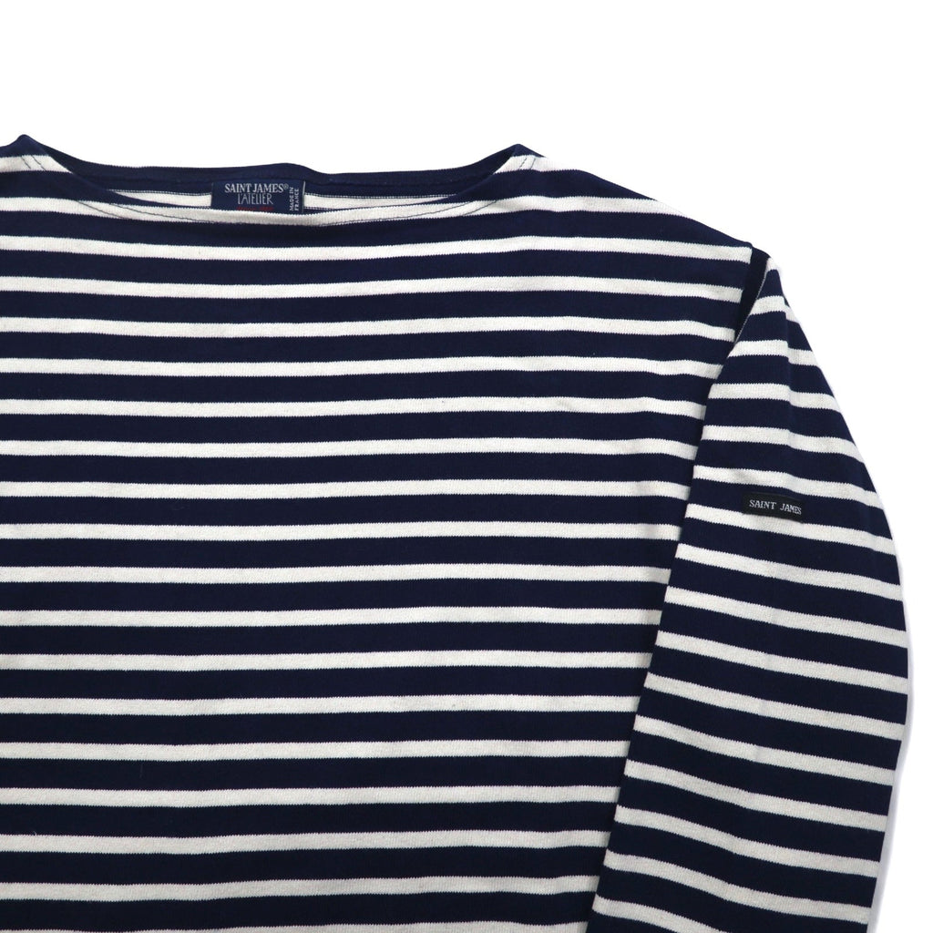 SAINT JAMES L'ATELIER Maglia basca girocollo Made in France L Bianco Blu Marino a righe
