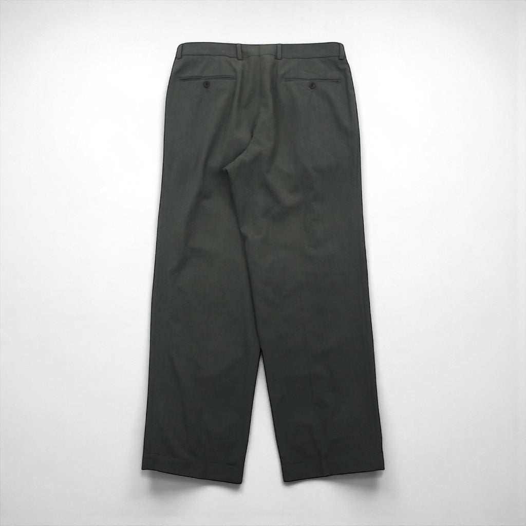 HUGO BOSS 90年代 USA製 タック ワイド スラックス パンツ L グレー ウール プリーツ