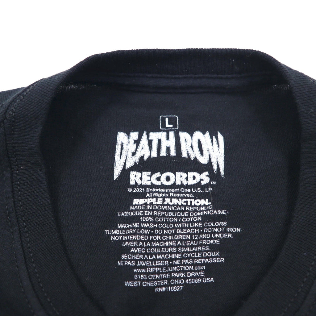 DEATH ROW RECORDS Etichetta Hip-Hop T-shirt L Nero Cotone RIPPLE JUNCTION