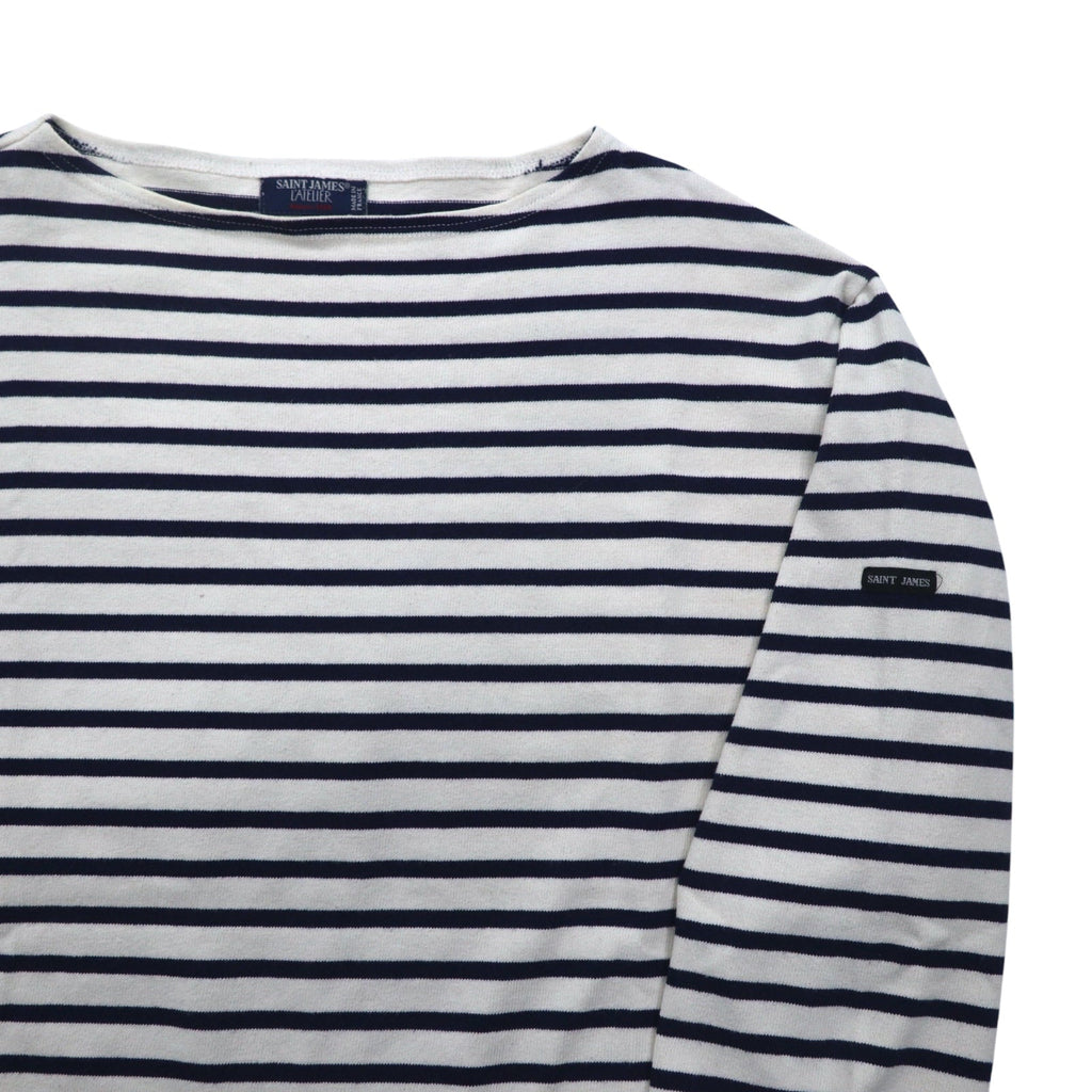 SAINT JAMES L'ATELIER Maglia basca girocollo Made in France L Bianco Blu Marino a righe