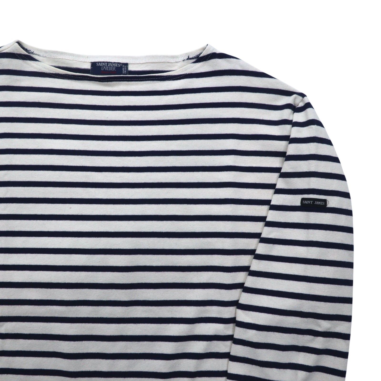 SAINT JAMES L'ATELIER Maglia basca girocollo Made in France L Bianco Blu Marino a righe
